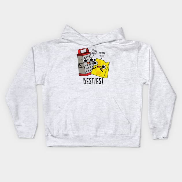 Besties Funny Cheese Grater Puns Kids Hoodie by punnybone